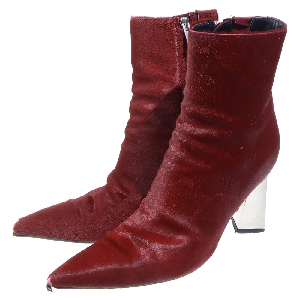 Peter Do(ピーター ドゥ) 21AW KEBIR PONY METAL PRISM BOOT サイドジップ ケブラーポニー メタルプリズム ヒールブーツ レッド PD-FW21-913