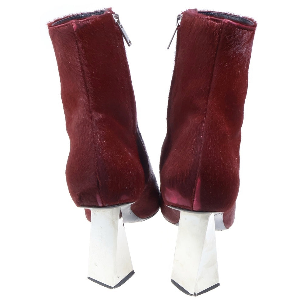Peter Do(ピーター ドゥ) 21AW KEBIR PONY METAL PRISM BOOT サイドジップ ケブラーポニー メタルプリズム ヒールブーツ レッド PD-FW21-913