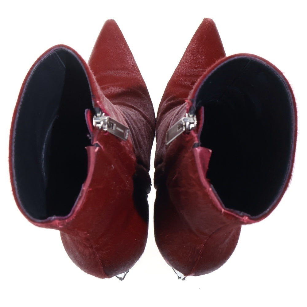 Peter Do(ピーター ドゥ) 21AW KEBIR PONY METAL PRISM BOOT サイドジップ ケブラーポニー メタルプリズム ヒールブーツ レッド PD-FW21-913