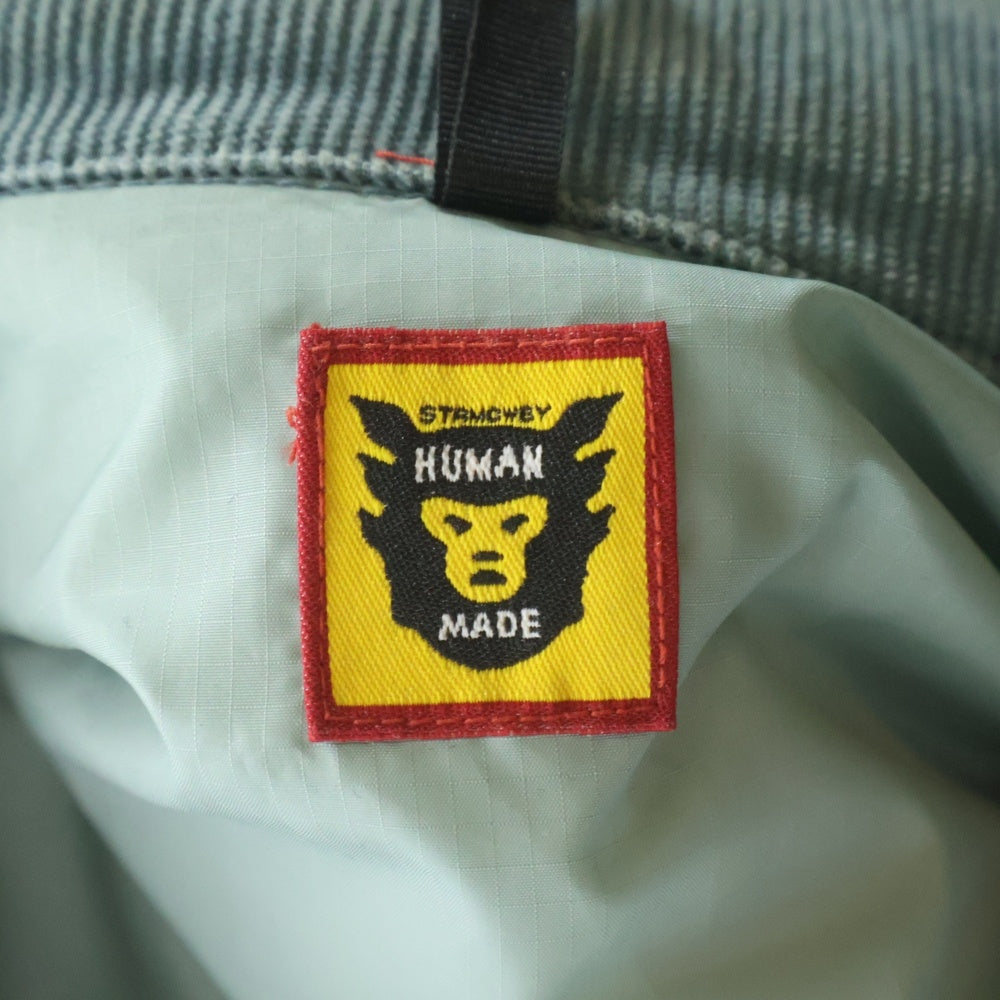 HUMAN MADE(ヒューマンメイド) コーデュロイダウンジャケット バックプリントデザイン中綿ジャケット グリーン