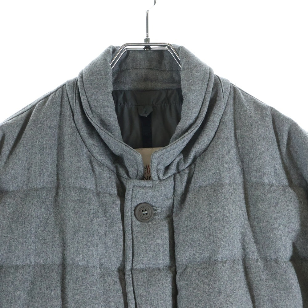 MONCLER(モンクレール) 18AW ウール フーデッド ジップアップ ロングコートダウンジャケット グレー D20913170780 54272
