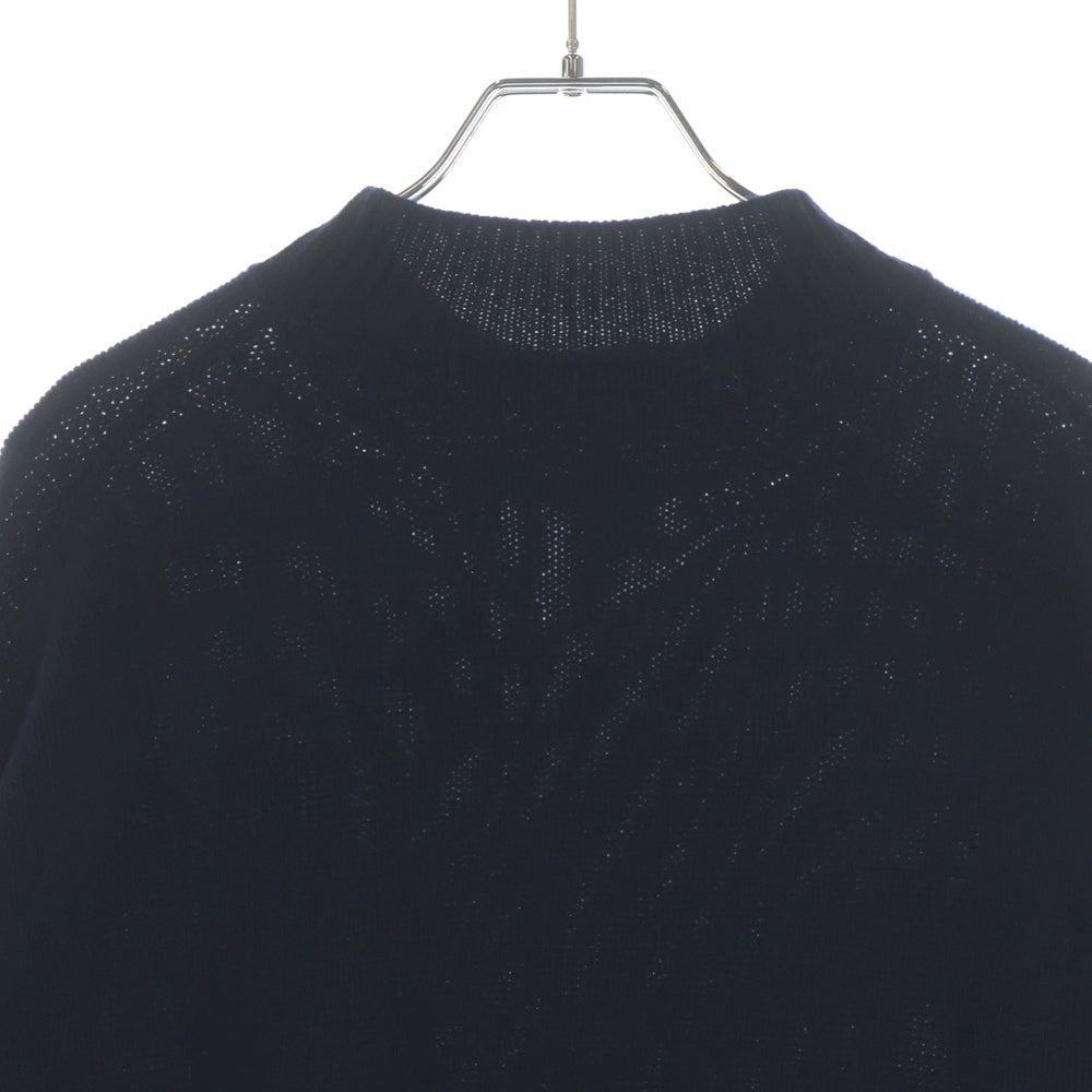 PRADA(プラダ) 23AW ロゴ刺繍 エンブロイダリー モックネック カシミアニット ブラック UMR576 S232