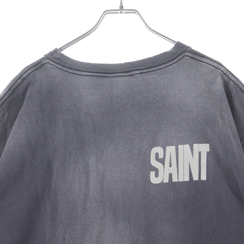 SAINT MICHAEL(セントマイケル) ×LASTMAN ラストマン ヴィンテージ加工グラフィック半袖Tシャツ カットソー グレー SM-YS8-0000-C44