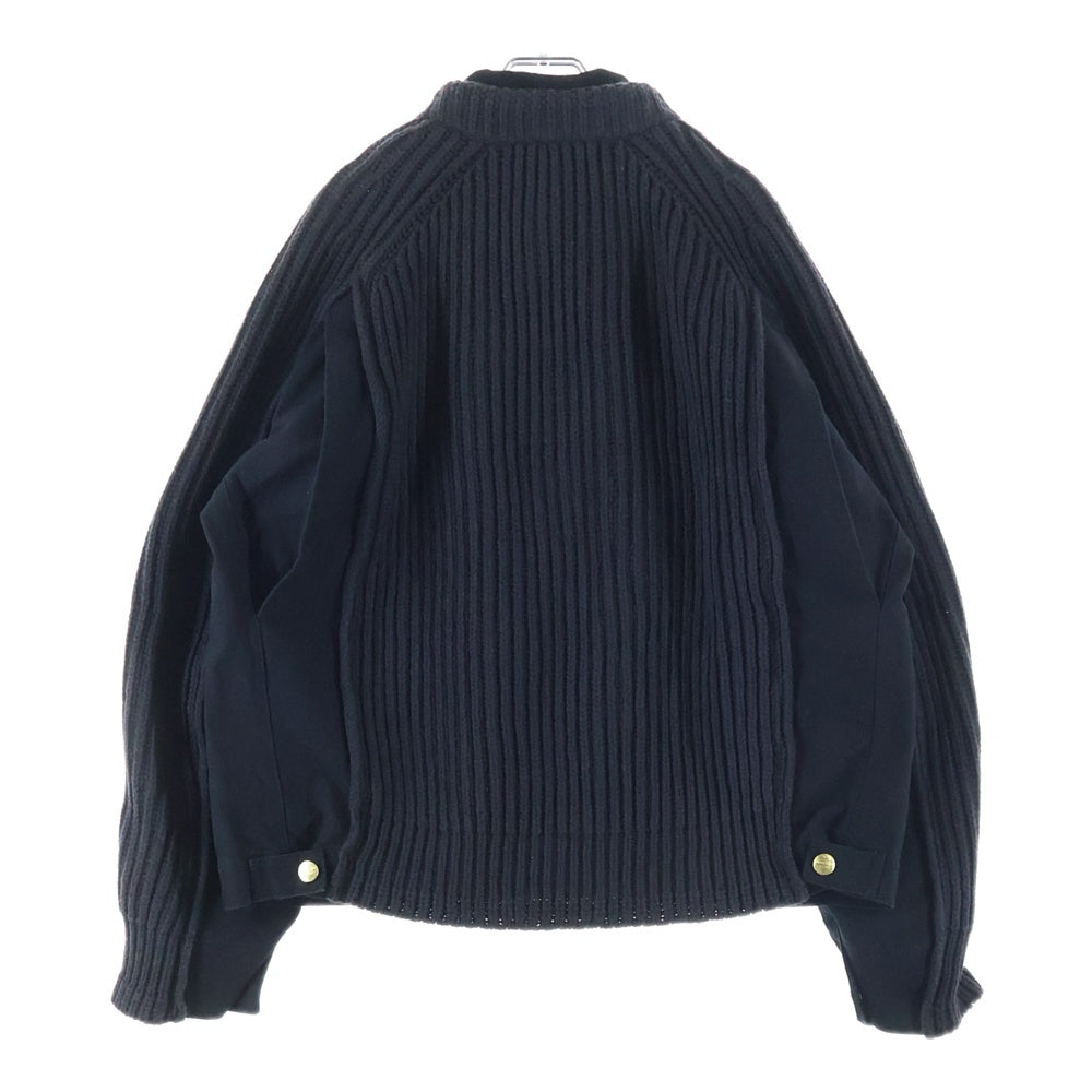 Sacai(サカイ) ×Carhartt WIP Duck Wool Knit Blouson ウォッシュド ダック ウールニット ドッキングブルゾン セーター ブラック 25-03860M