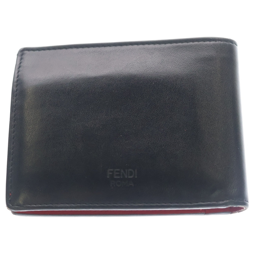 FENDI(フェンディ) モンスター バグズアイ レザーウォレット 2つ折り財布 ブラック/イエロー