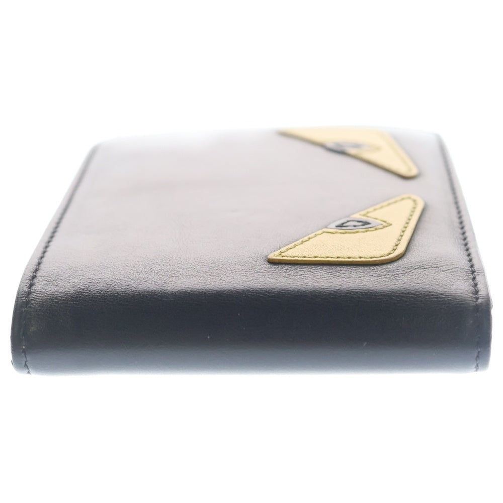 FENDI(フェンディ) モンスター バグズアイ レザーウォレット 2つ折り財布 ブラック/イエロー