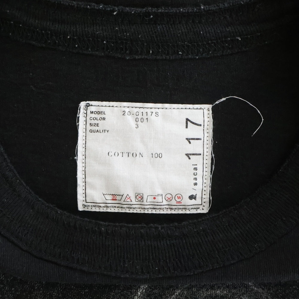 Sacai(サカイ) 20AW Einstein Tee アインシュタイン 半袖Tシャツ ブラック 20-0117S