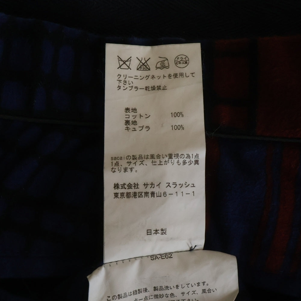 Sacai(サカイ) COTTON PANTS コットンパンツ ブルー/レッド 16-01146M