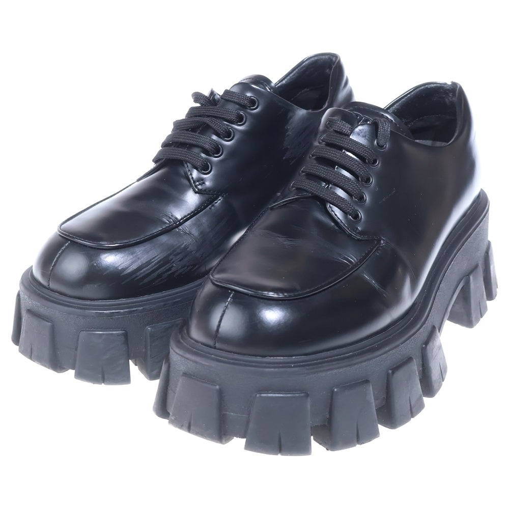 PRADA(プラダ) モノリス ブラッシュド レザー レースアップ シューズ ブラック 708 レディース