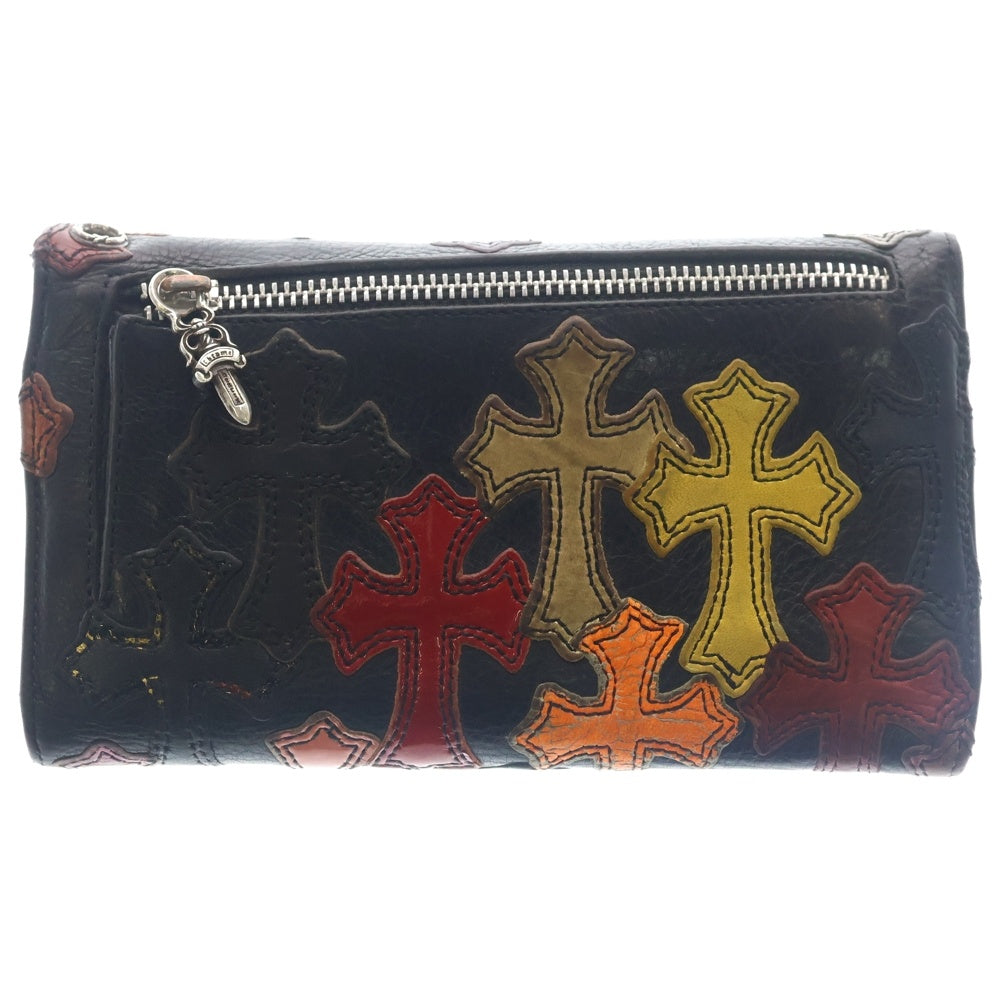 CHROME HEARTS(クロムハーツ) WAVE CROSS PATCH クロスパッチ付き クロスボールボタン ウェーブレザーウォレット マルチ