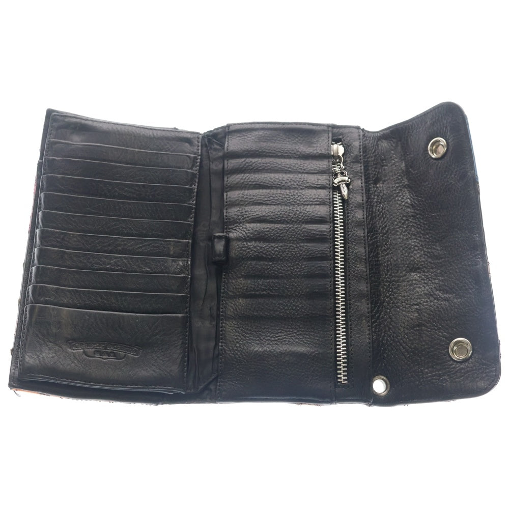 CHROME HEARTS(クロムハーツ) WAVE CROSS PATCH クロスパッチ付き クロスボールボタン ウェーブレザーウォレット マルチ