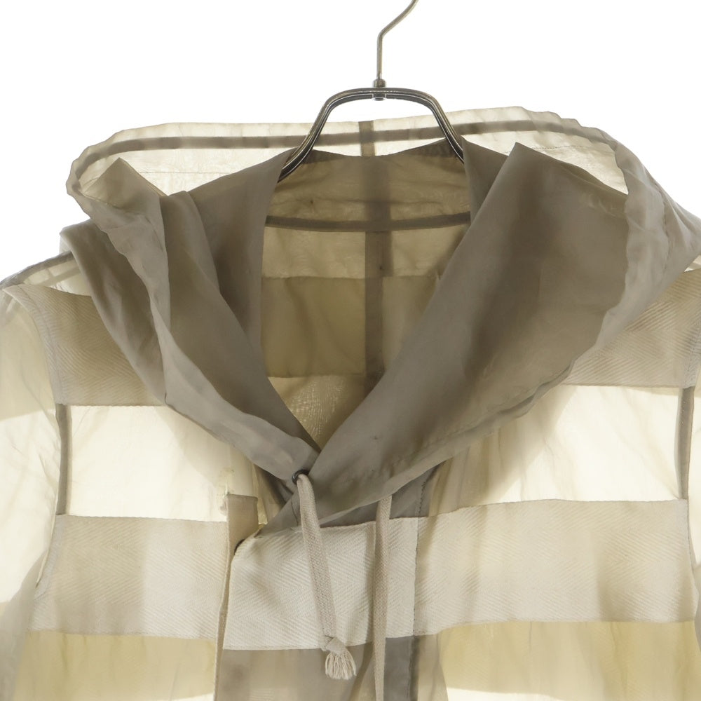 Rick Owens(リックオウエンス) 13SS Sheer Geowebbed Fishtail Parka ショー シアーウェビング フィッシュテールコート ベージュ/ホワイト RU5981/K