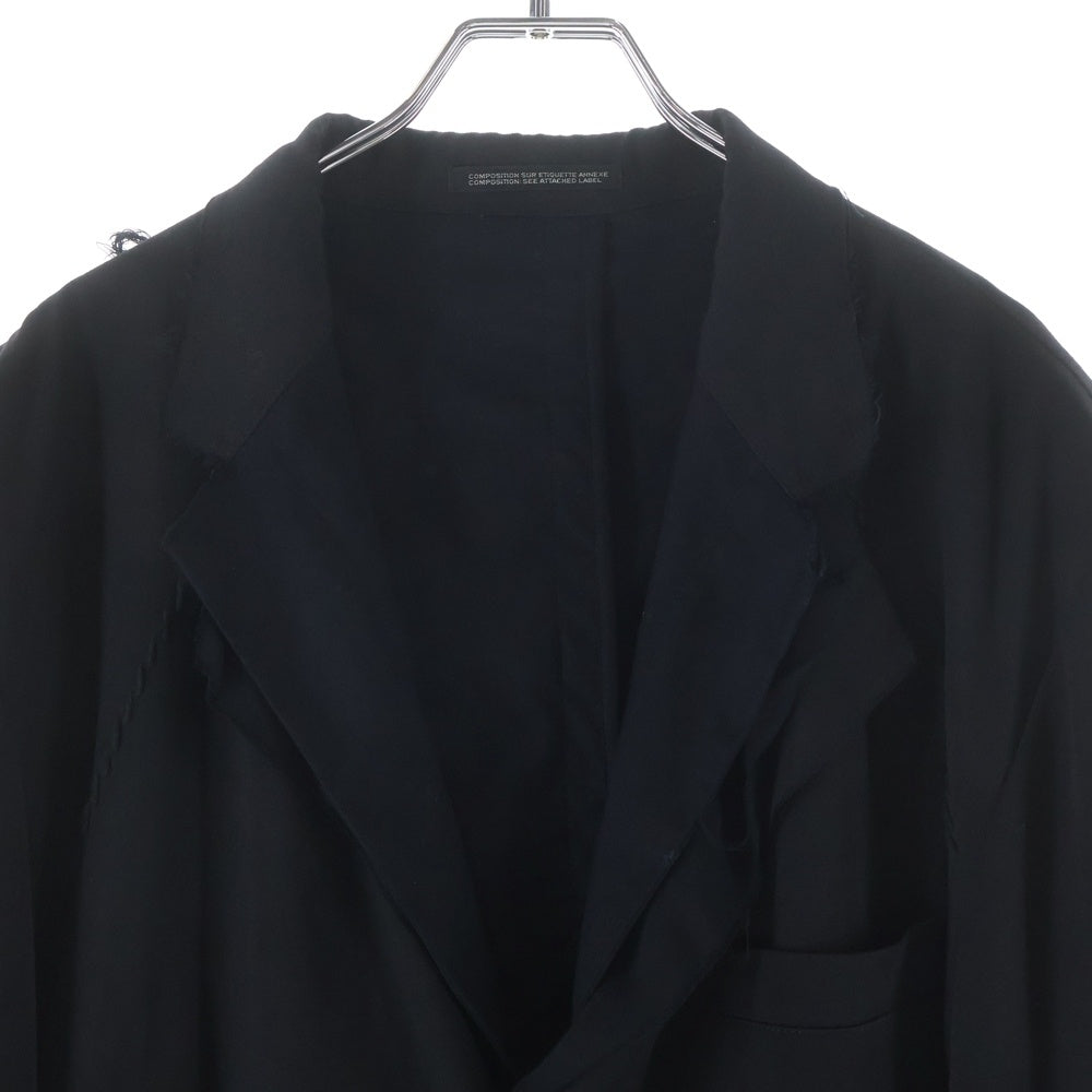 Yohji Yamamoto POUR HOMME(ヨウジヤマモト プールオム) 15AW 3重裁断ジャケットテーラードジャケット カットオフ加工シングルジャケット ブラック HY-J22-803