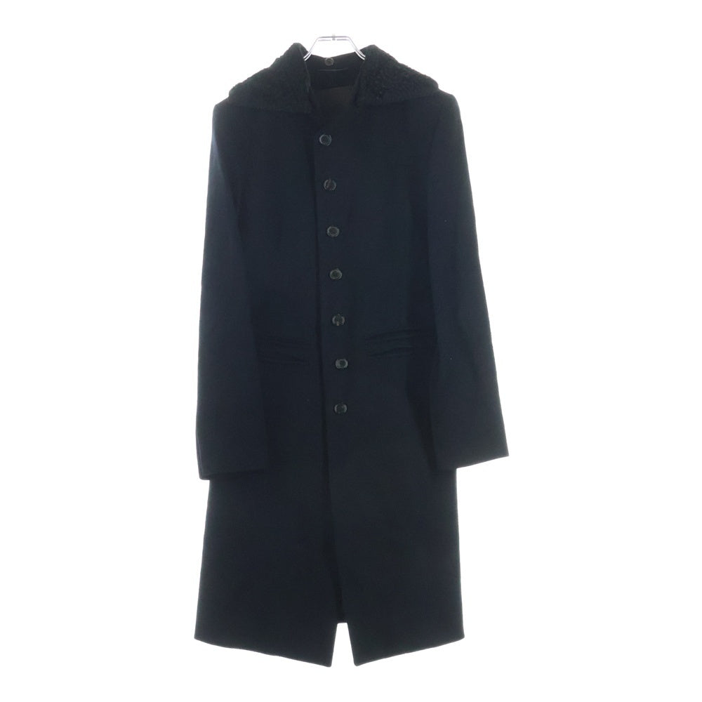ANN DEMEULEMEESTER(アンドゥムルメステール) ファーカラー付き ロングコート マルチポケットコート ブラック