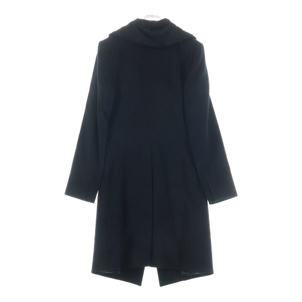 ANN DEMEULEMEESTER(アンドゥムルメステール) ファーカラー付き ロングコート マルチポケットコート ブラック
