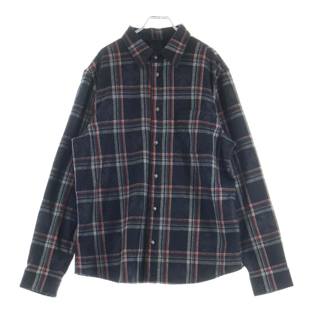 CHROME HEARTS(クロムハーツ) 25SS Y NOT CROSS BALL CHECK SHIRTS ワイノット クロスボール チェック 長袖シャツ ブラック/レッド