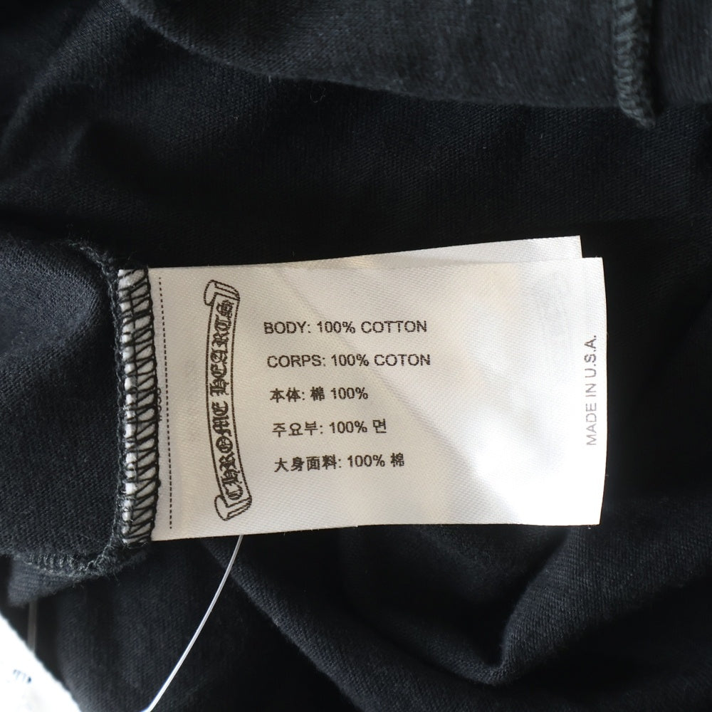 CHROME HEARTS(クロムハーツ) CH LS NECK LOGO ネックロゴプリント 袖ロゴ 長袖Tシャツ ブラック/ピンク