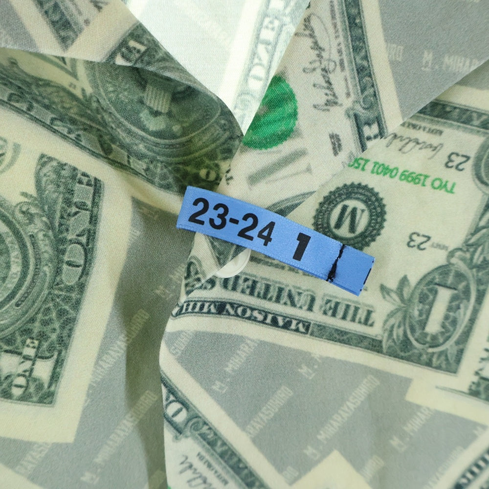 MAISON MIHARAYASUHIRO(メゾンミハラヤスヒロ) Dollar Bill Printed Shirts ドル札プリント 長袖シャツ グリーン/ホワイト A11SH073
