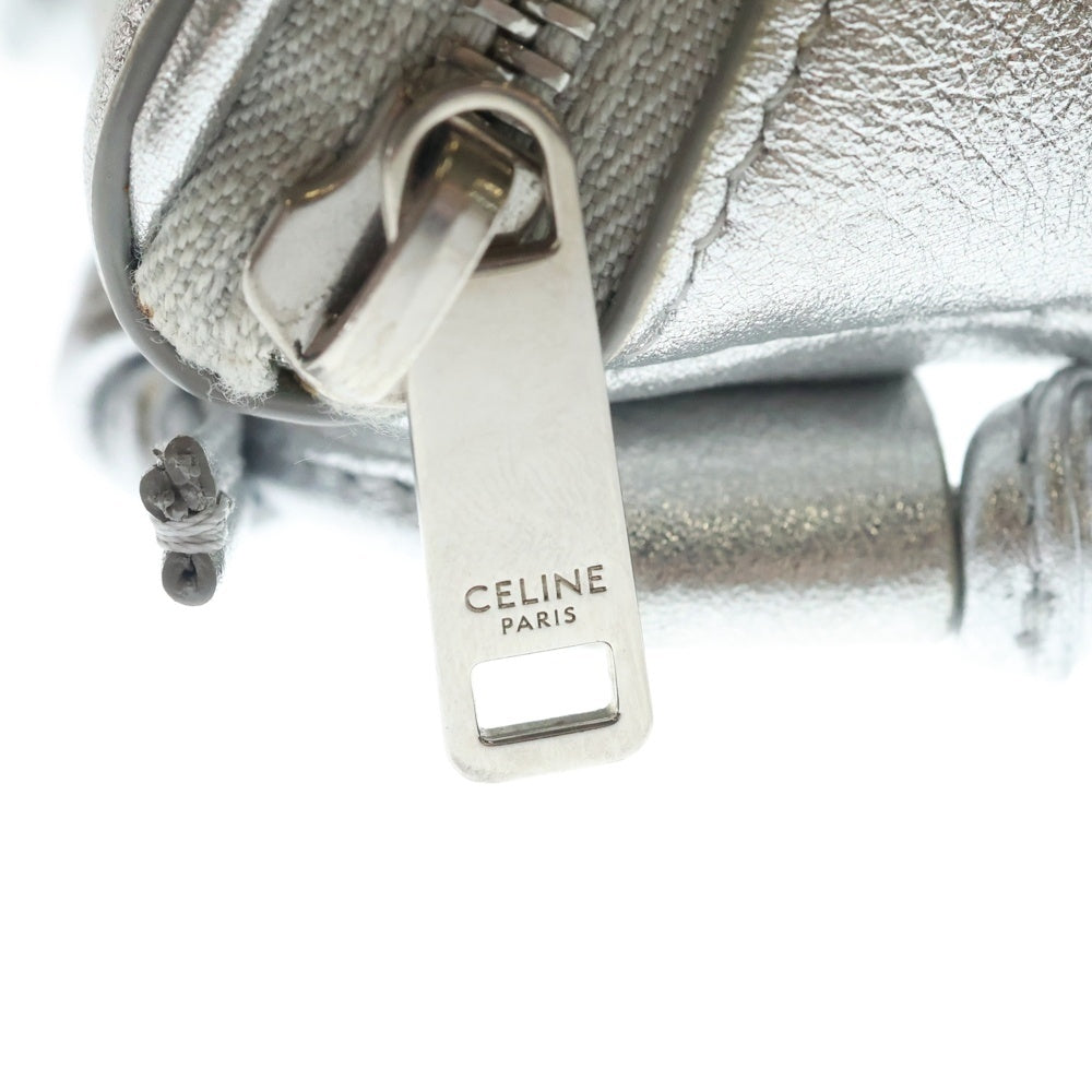 CELINE(セリーヌ) LOGO PRINTED TRUMPET SHOULDER BAG ロゴ プリント トランペット ショルダーバッグ シルバー レディース