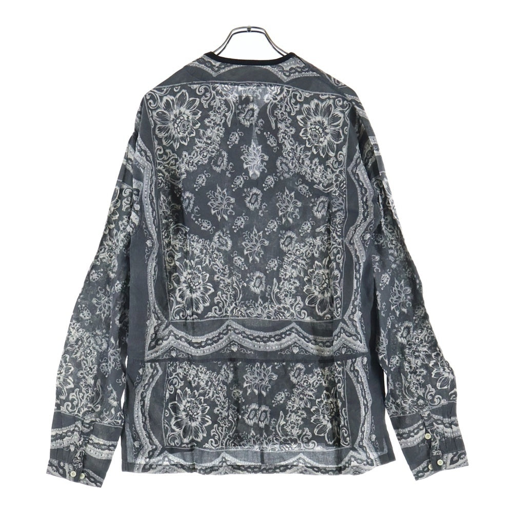 VISVIM(ヴィスヴィム) 22SS TUNIC P.O. WILDFLOWER P.W. チュニック フラワー総柄 プルオーバー長袖シャツ ブラック 0122105011013