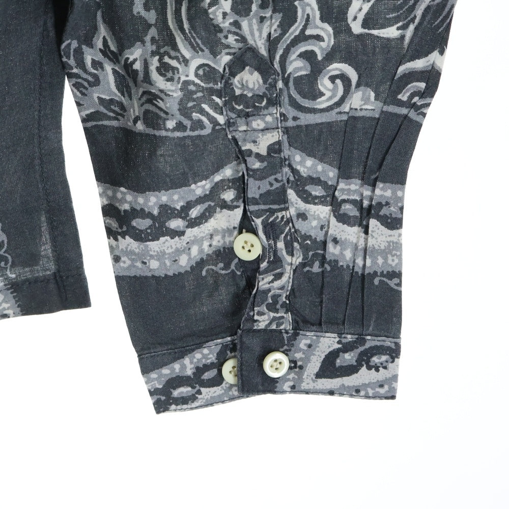 VISVIM(ヴィスヴィム) 22SS TUNIC P.O. WILDFLOWER P.W. チュニック フラワー総柄 プルオーバー長袖シャツ ブラック 0122105011013