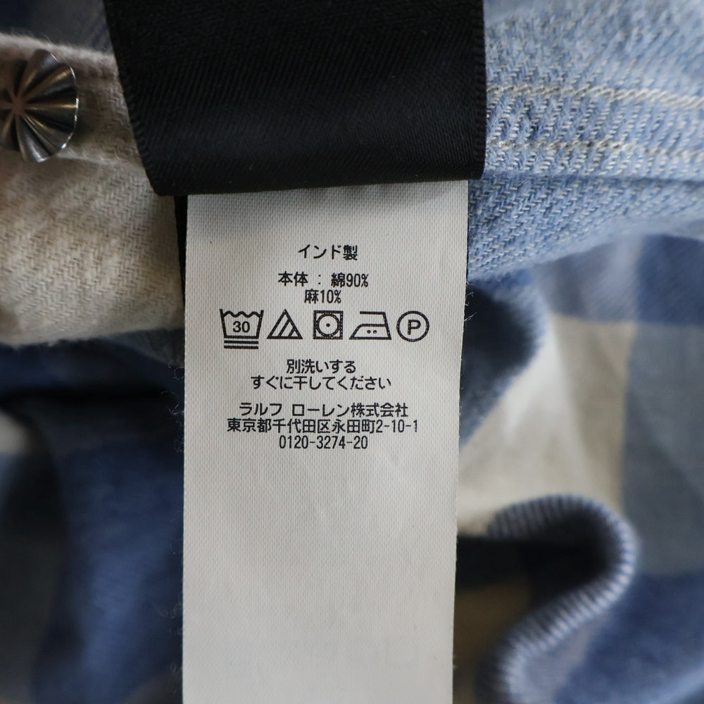 RRL(ダブルアールエル) 長袖チェックシャツ フランネルシャツ ホワイト/ブルー 65978