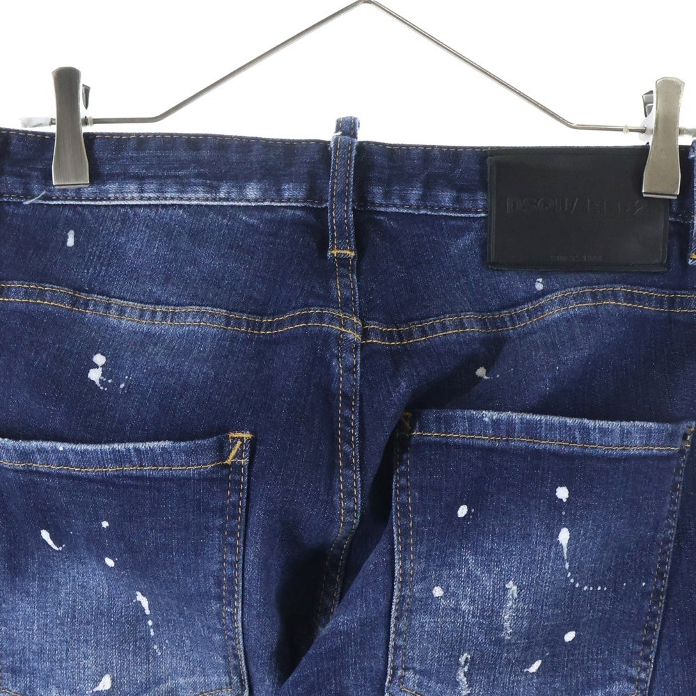 DSQUARED2(ディースクエアード) 21AW ペイントダメージスキニーデニムパンツ インディゴ S74LB0764 S30342