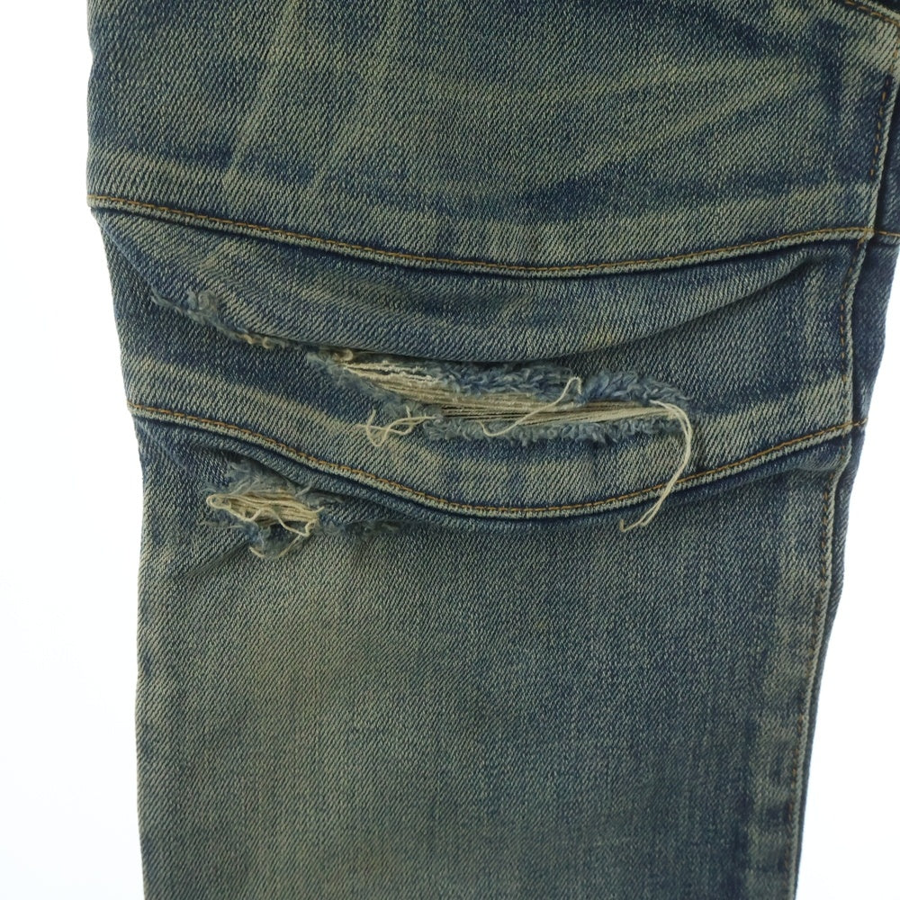 BALMAIN(バルマン) ダメージ加工バイカーデニムパンツ インディゴ POHT551C710OV