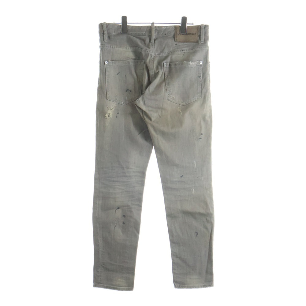 DSQUARED2(ディースクエアード) 17AW SKATER JEAN ボタンフライ デニムパンツ ダメージ加工ストレートパンツ グレー S74LB0223