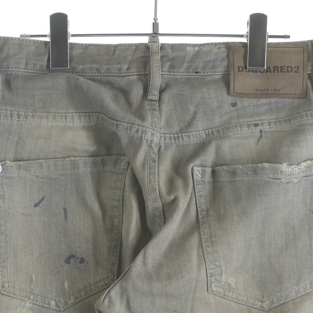 DSQUARED2(ディースクエアード) 17AW SKATER JEAN ボタンフライ デニムパンツ ダメージ加工ストレートパンツ グレー S74LB0223