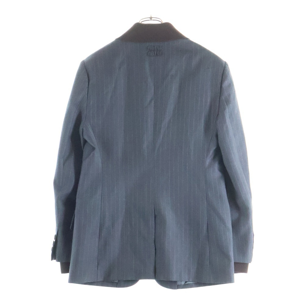 miumiu(ミュウミュウ) 25AW STRIPED SINGLE JACKET ストライプ シングル テーラード ジャケット グレー MH2005 S000 174X