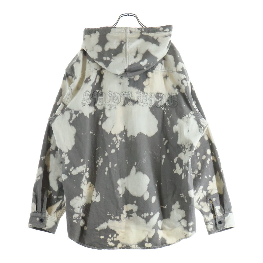 SUPREME(シュプリーム) 25SS Hooded Denim Shirt Bleached ブリーチ加工 デニムフーディーシャツ グレー