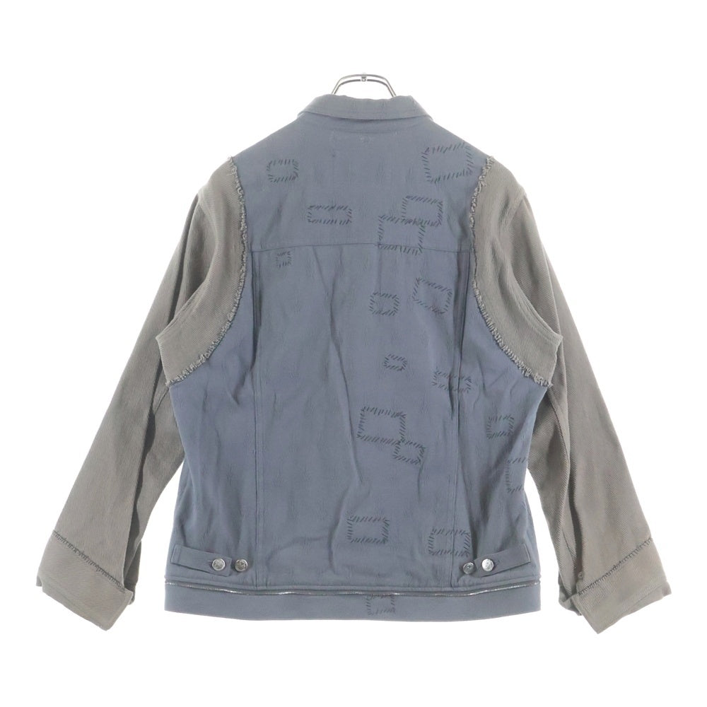 UNDERCOVER(アンダーカバー) 03SS scab期 袖切替デニムジャケット 刺繍ジャケット グレー/ブラウン U243