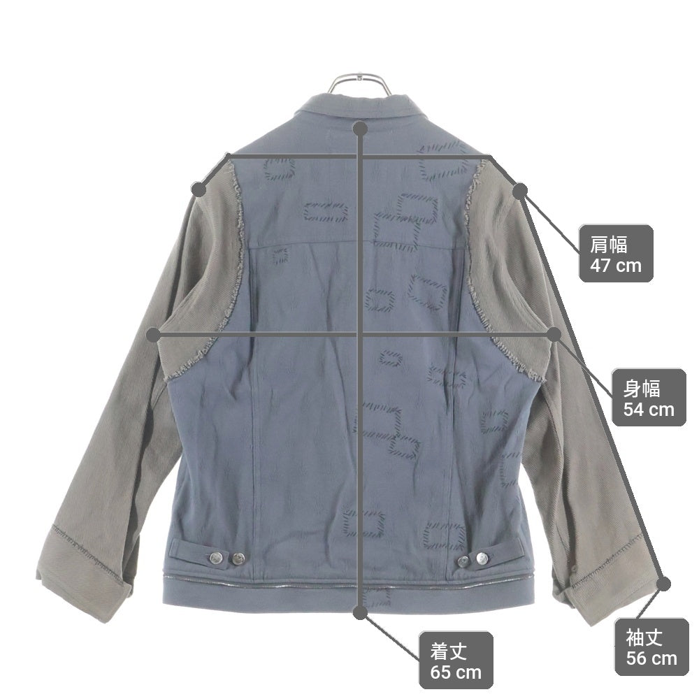 UNDERCOVER(アンダーカバー) 03SS scab期 袖切替デニムジャケット 刺繍ジャケット グレー/ブラウン U243