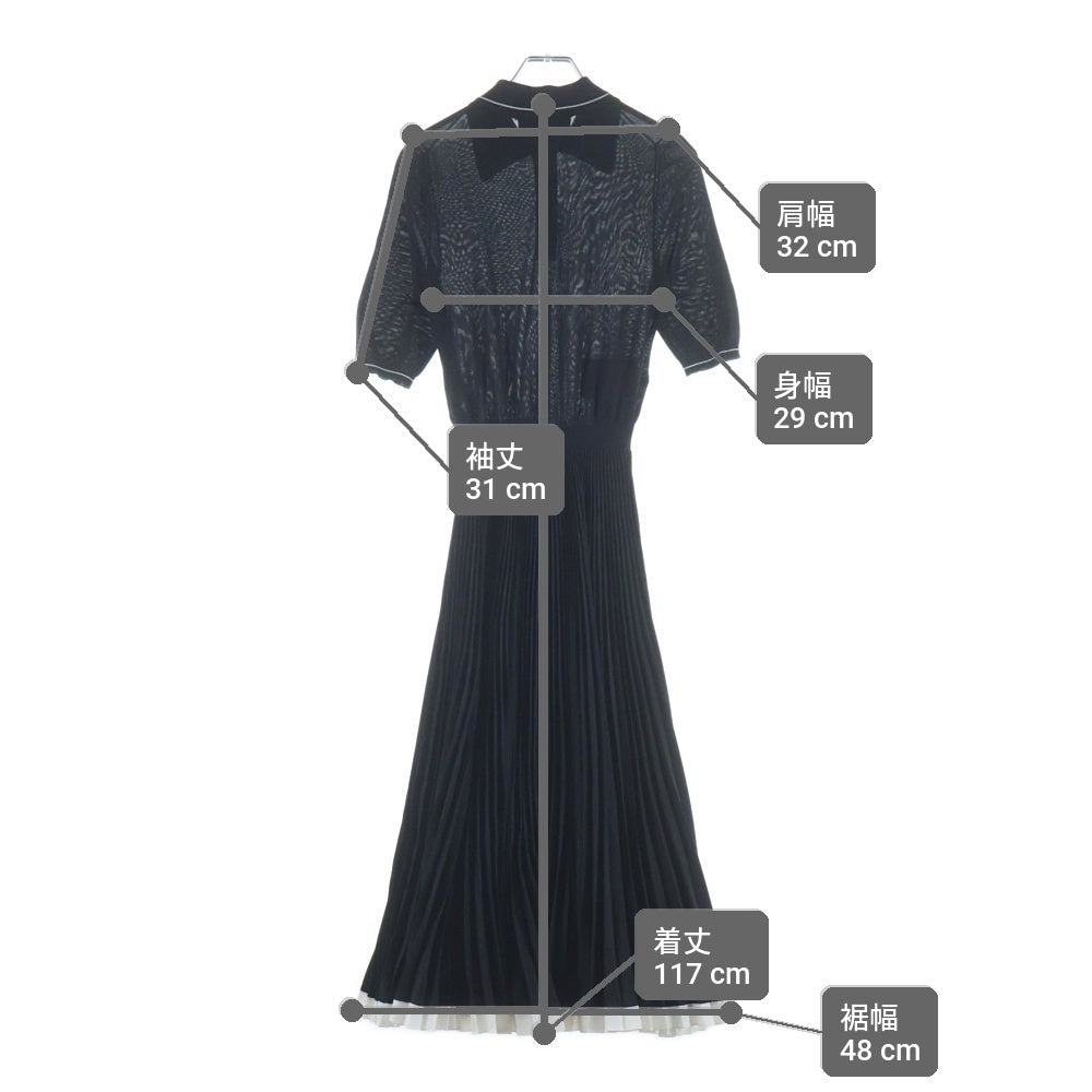PRADA(プラダ) ニット切替ポロ 半袖シャツ ワンピース レディース ブラック P3B06M S201 10FT