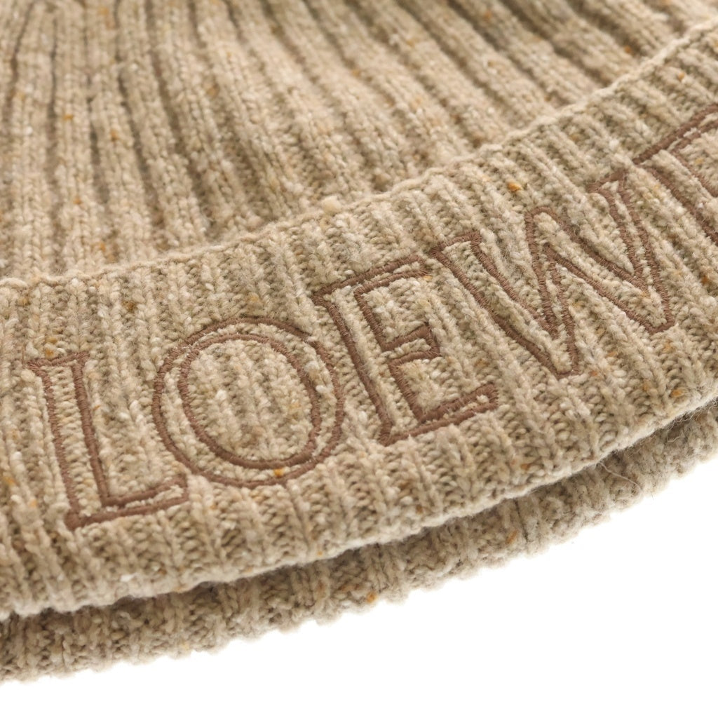 LOEWE(ロエベ) 23AW KNIT BEANIE ロゴ刺繍 ニットビーニー 帽子 ベージュ