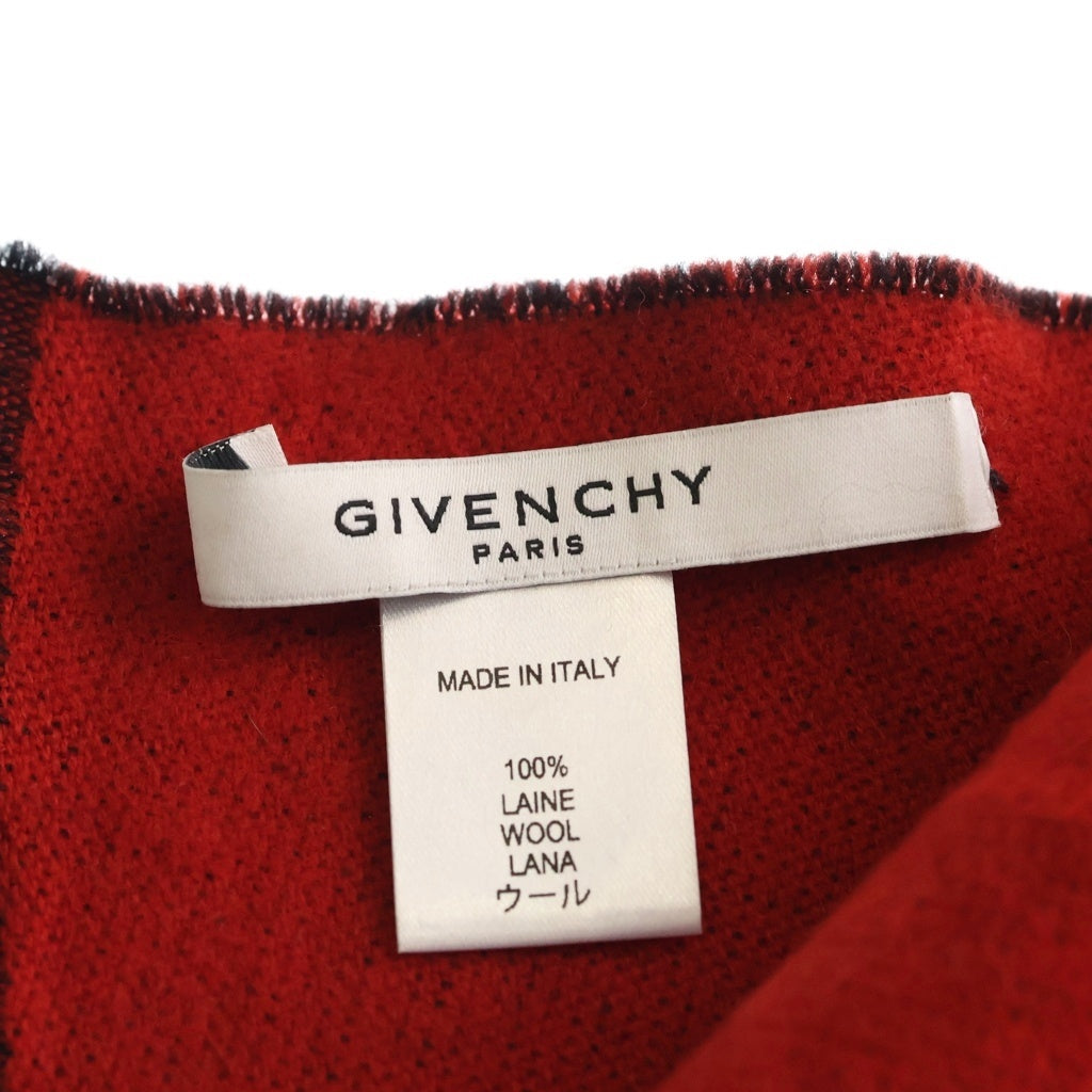 GIVENCHY(ジバンシィ) ウール リバーシブル マフラー ストール ブラック/レッド