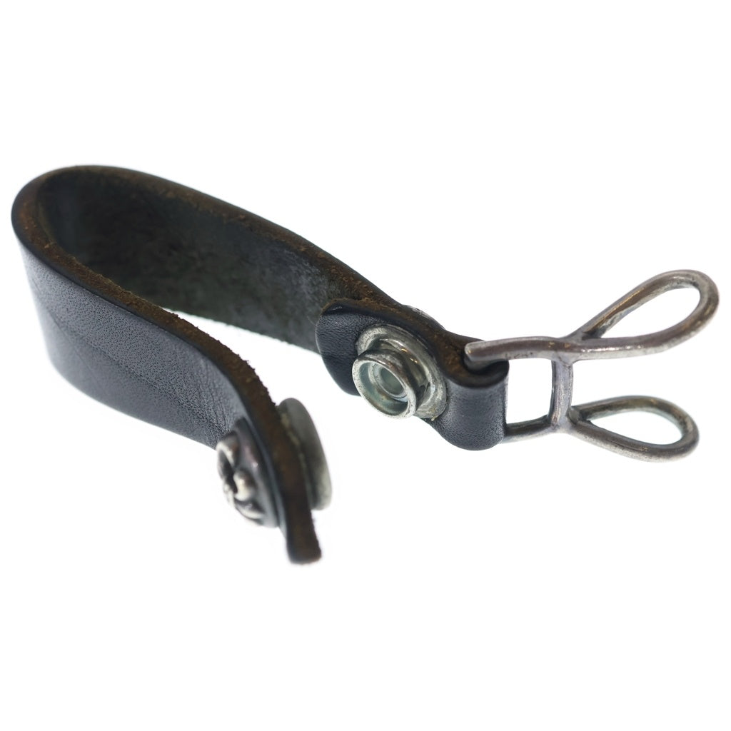 CHROME HEARTS(クロムハーツ) BELT LOOP BSフレアボタンレザーベルトループ シルバー/ブラック BCA401