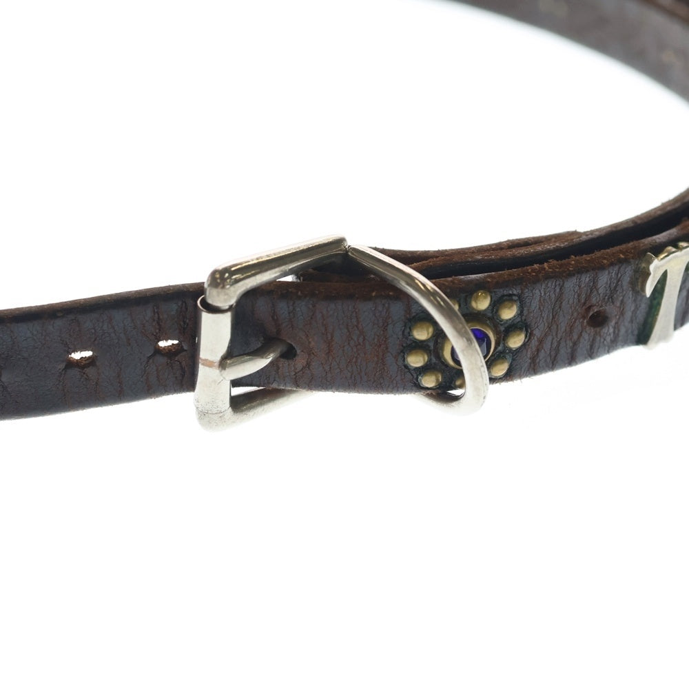 TENDERLOIN(テンダーロイン) ×HTC×PORTER T-STUD BELT エイチーシー ポーター スタッズ ナロー レザー ベルト ブラウン