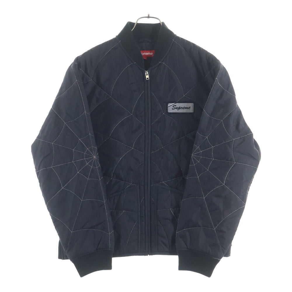 SUPREME(シュプリーム) 19AW Spider Web Quilted Work Jacket スパイダーウェブキルテッドワークジャケット キルティングナイロン中綿ボンバージャケット ブルゾン ブラック