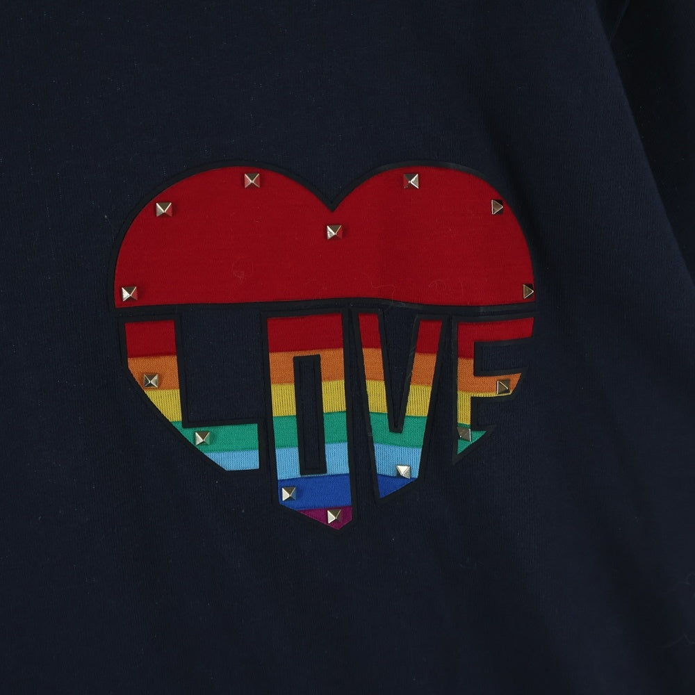 VALENTINO(ヴァレンティノ) スタッズハートグラフィック半袖Tシャツ カットソー ネイビー QV3MG13H3LE