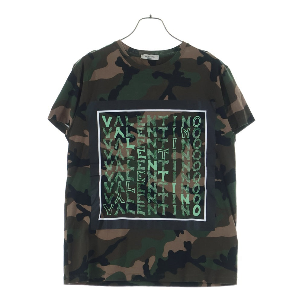 VALENTINO(ヴァレンティノ) カモ柄フロントグラフィック半袖Tシャツ カットソー ブラウン RV3MG01LSEG