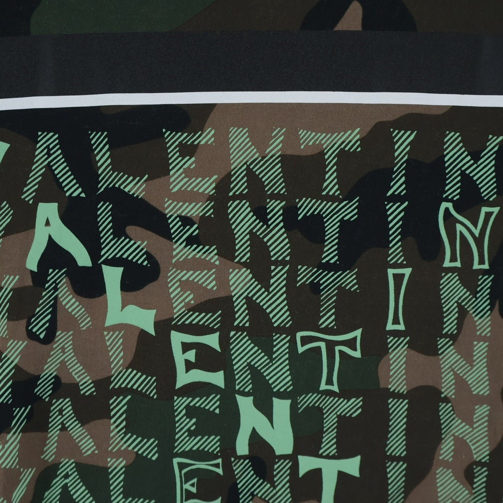 VALENTINO(ヴァレンティノ) カモ柄フロントグラフィック半袖Tシャツ カットソー ブラウン RV3MG01LSEG