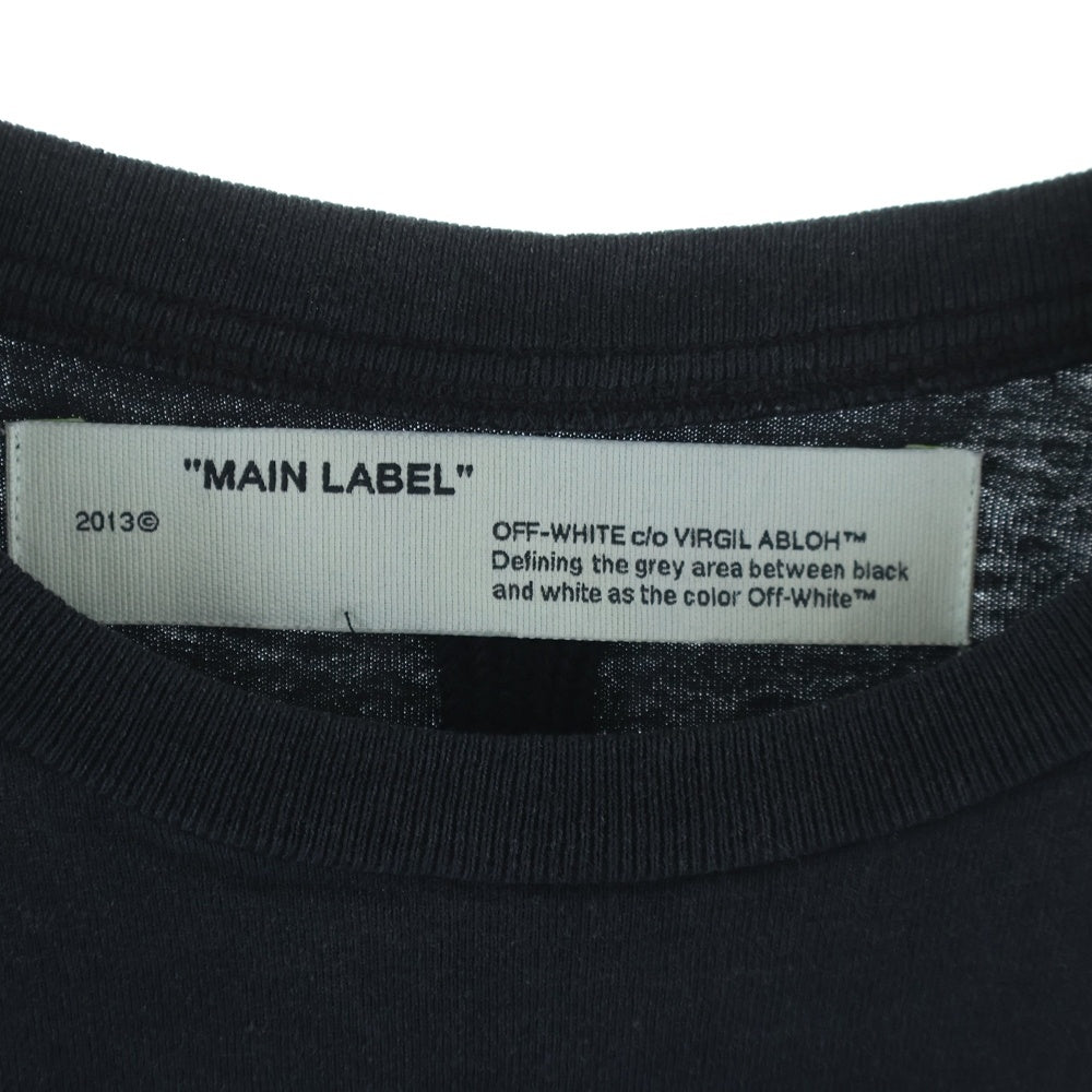 OFF-WHITE(オフホワイト) ヴィンテージ加工 グラフィック刺繍 クルーネック半袖Tシャツ カットソー ブラック OMAA027F19185004
