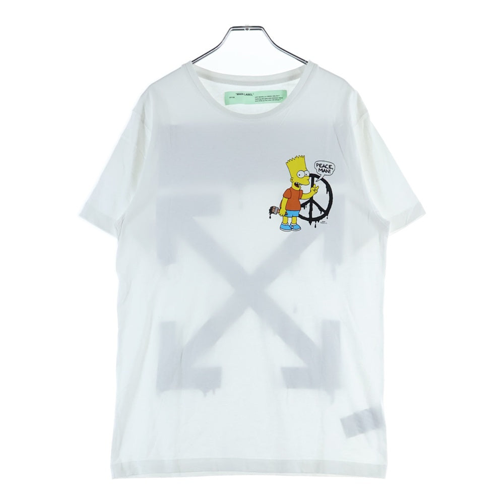 OFF-WHITE(オフホワイト) ×Simpsons シンプソンズ プリント クルーネック 半袖Tシャツ カットソー ホワイト OMAA027S19185034