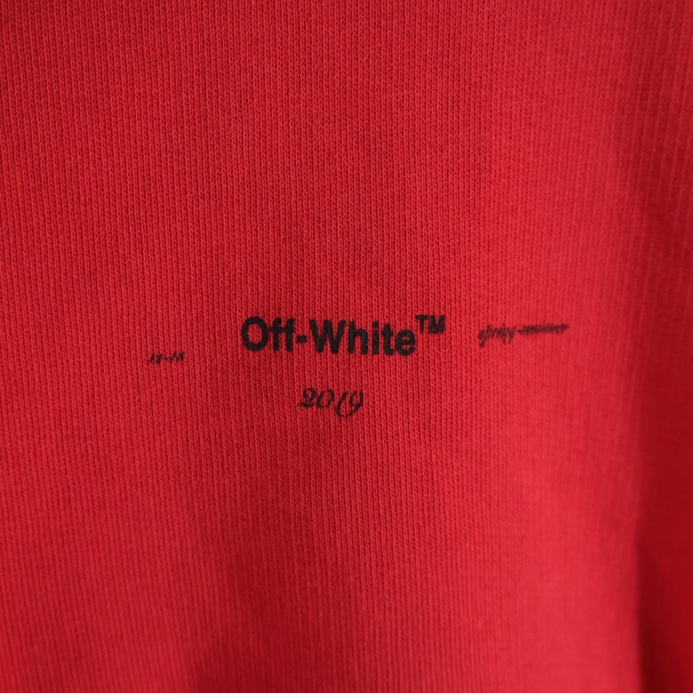 OFF-WHITE(オフホワイト) DIAG STENCIL ZIPPED HOODIE ダイアグ ステンシル ジップアップパーカー フーディー レッド OMBE001R19003015