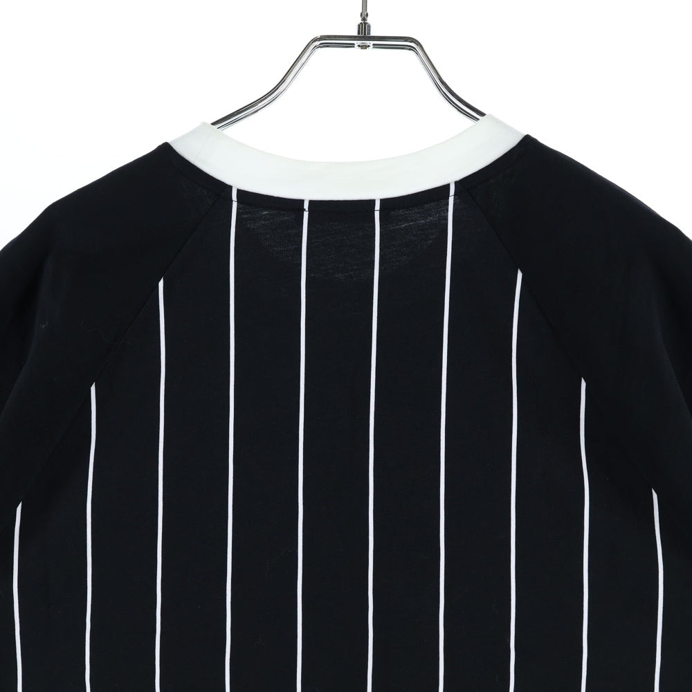 BALMAIN(バルマン) ロゴストライプ ラグランベースボール 半袖Tシャツ カットソー ブラック W8H8171I273
