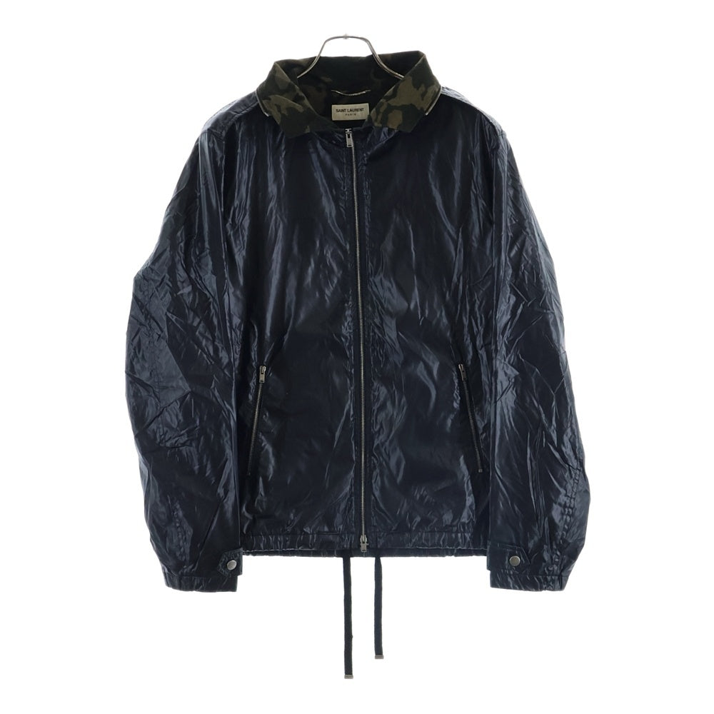 SAINT LAURENT PARIS(サンローランパリ) 19SS ナイロンジップアップブルゾン 裏地カモ柄ジップジャケット ブラック 582617