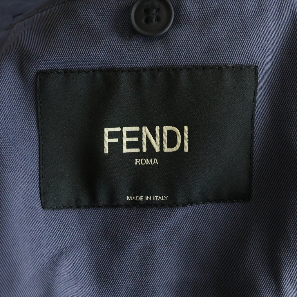 FENDI(フェンディ) MULTI PATCH BLOUSON HOODED JACKET マルチパッチ付き フード付きジャケット コート ネイビー FW0852
