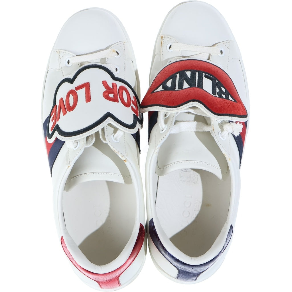 GUCCI(グッチ) BLIND FOR LOVE レザーローカットスニーカー ホワイト/レッド 470012